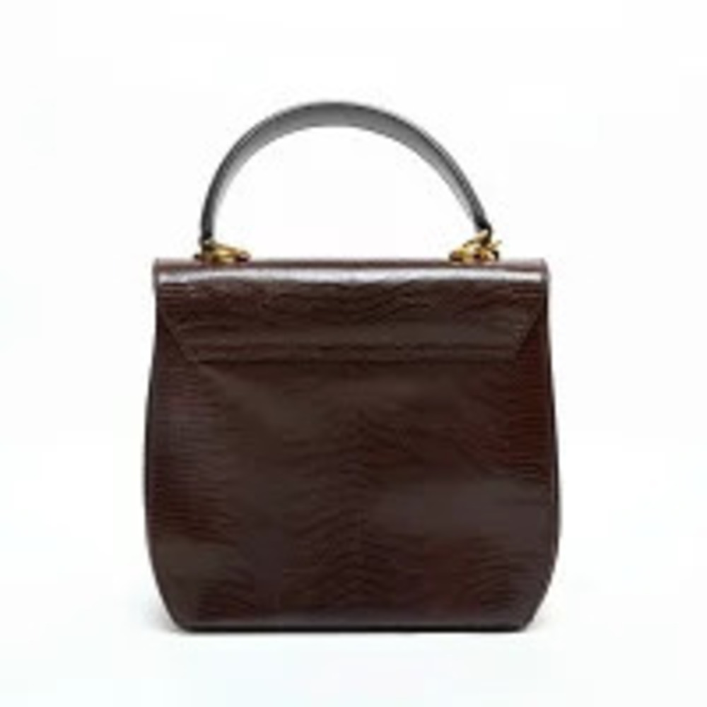 Salvatore Ferragamo Embossed Leather Gancini Handbag Brown - Picture 3 of 13